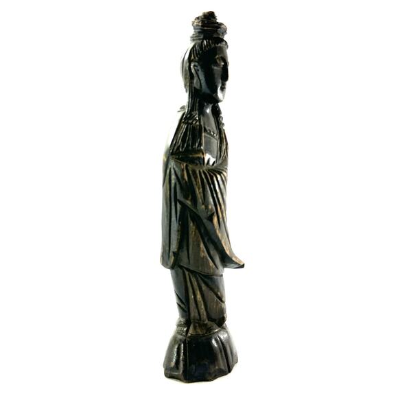 Bodhisattva Granting Kwan-Yin Vintage Hand Carved Wood Sculpture 11.5” - Picture 4 of 9
